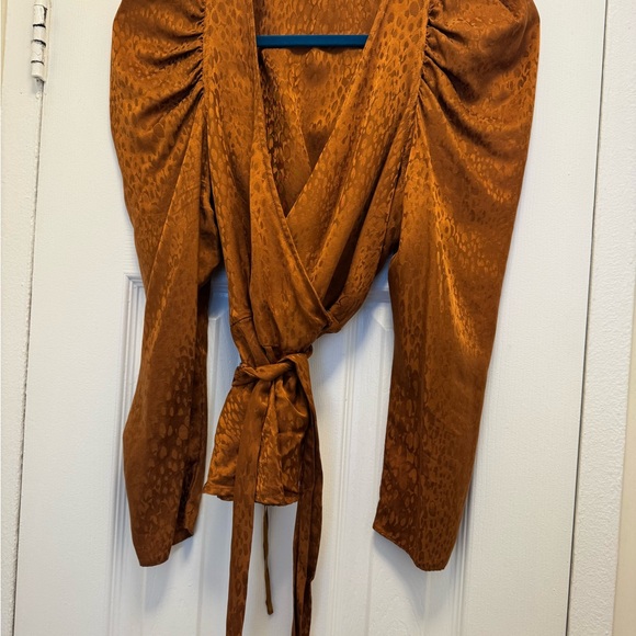 A.L.C. Women's Silk Burnt Orange Wrap Blouse - Picture 7 of 10